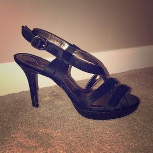 Black Strappy Heels w/ Glitter